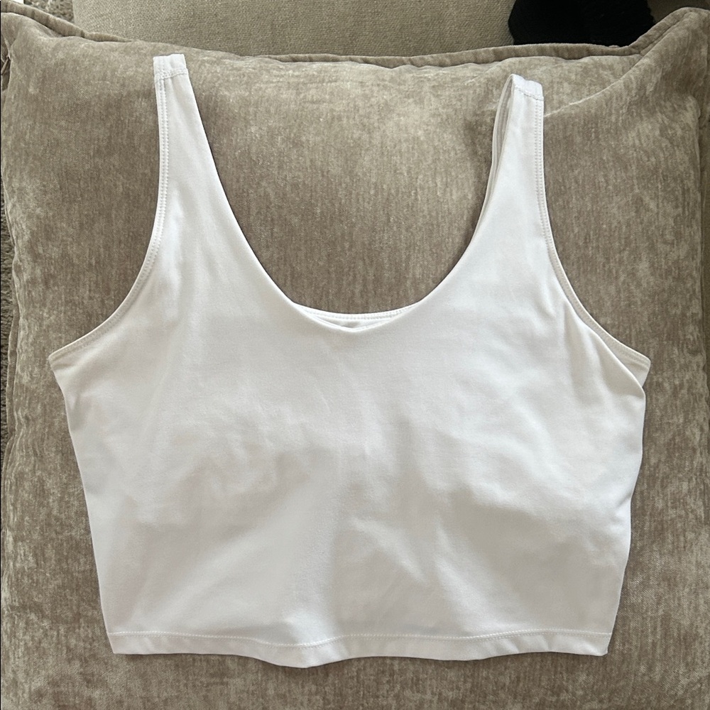 90 Degree By Reflex White Scoop Neck Cropped Tank